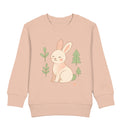Zauberkekse® Bio Kinderpullover mit süßem Scandi-Hasen in zarten Pastellfarben – minimalistisches nordisches Kindermotiv