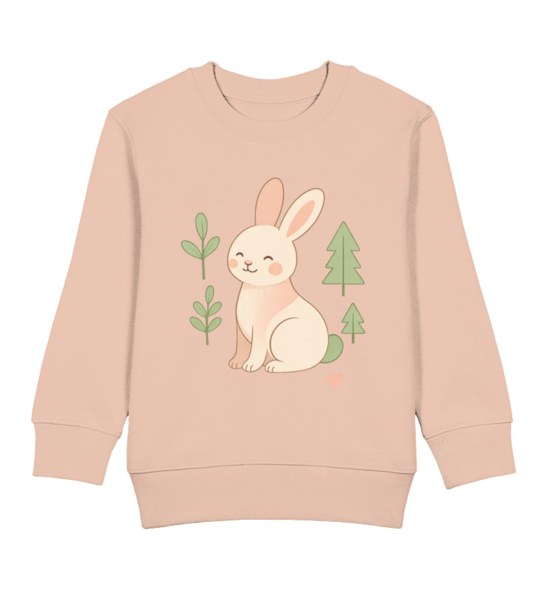 Zauberkekse® Bio Kinderpullover mit süßem Scandi-Hasen in zarten Pastellfarben – minimalistisches nordisches Kindermotiv