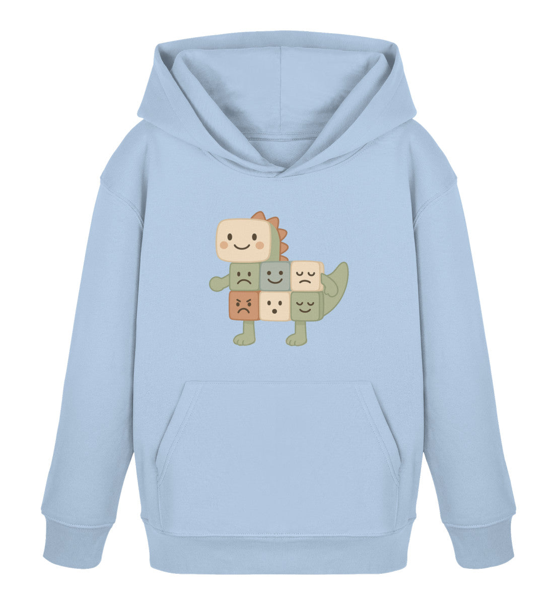 Kinderhoodie mit Multi-Mood Dino in Scandi Pastell – Emotionen für Kinder spielerisch sichtbar