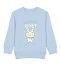Pastell Kinder Pullover mit Häschen „Sunny Bunny – Smiles everyday“, Sterne und Schleife – Zauberkekse® Bio-Baumwolle Sweater für Kinder.